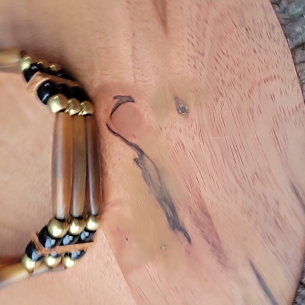 Hand Crafted 3 Stack Beaded Choker Necklace - Picture 9 of 9